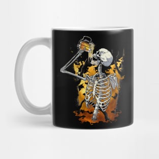 Halloween Beer Drinking Skeleton Skull Mug